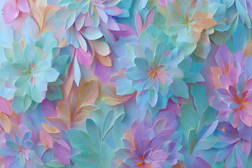 Celestial Blooms: A kaleidoscope of delicate blooms in pastel hues, creating an ethereal and mesmerizing floral artwork, capturing a symphony of color and form.