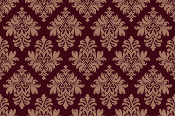 Luxury ornate floral damask motif seamless vector pattern background. Vintage decorative texture inspired by Baroque and Victorian styles. Elegant classic design for wallpaper textile print etc. © Salita65