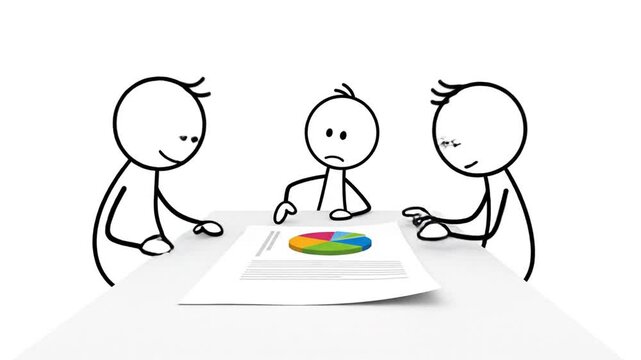 Stick Figure Group Discussion Around Color Chart Document