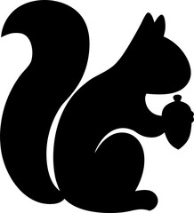 Squirrel Silhouette Vector | Wildlife Animal Outline Clipart Illustration
