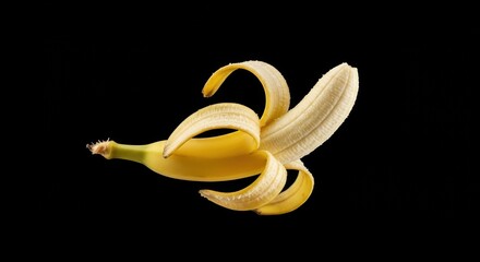 Peeled Banana: A close-up of a vibrant peeled banana, showcasing the smooth texture and appealing color of this classic fruit. 