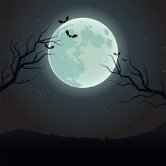 A Very Round Full Moon On Top Of The Hill
