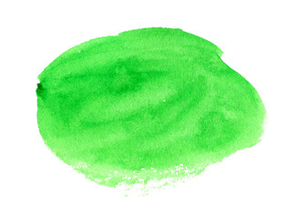 Abstract green watercolor shape. Watercolor hand drawn stain isolated on white
