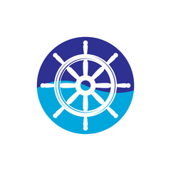 Fototapeta premium ship steering for sailing logo vector icon illustration template design