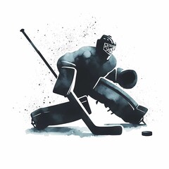 A hockey goalie in full gear ready to defend the puck with his stick in hand
