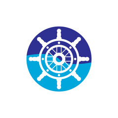 ship steering for sailing logo vector icon illustration template design