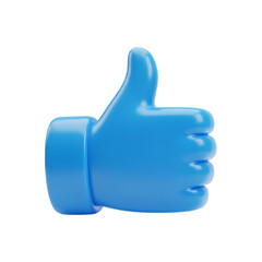 Obraz premium 3D Render: Blue Thumbs Up Icon - Positive Feedback Symbol