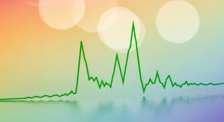 Abstract green line graph on blurred background.