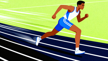 Fototapeta premium Athlete running on a track in a sprinting motion