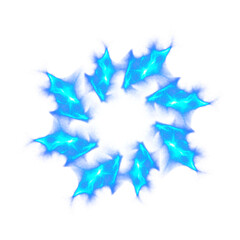 Blue neon Frame with Geometric Shapes, Circular Particle Arrangement, Cosmic Energy, PNG Element for Presentations, Technology, Medicine, Advertising, Promotions, Modern Design