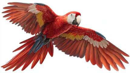 Obraz premium full body scarlet macaw with red body on transparency background png