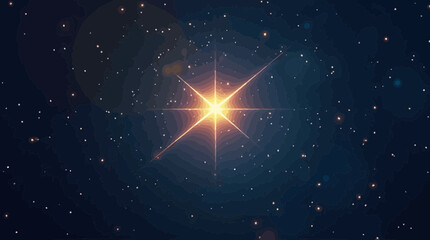 Bright Star in Night Sky Surrounded by Small Distant Stars with Deep Blue Background
