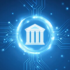 Naklejka premium Virtual bank or online banking, symbolizing modern banking technology without branches or physical locations. Digital banking.