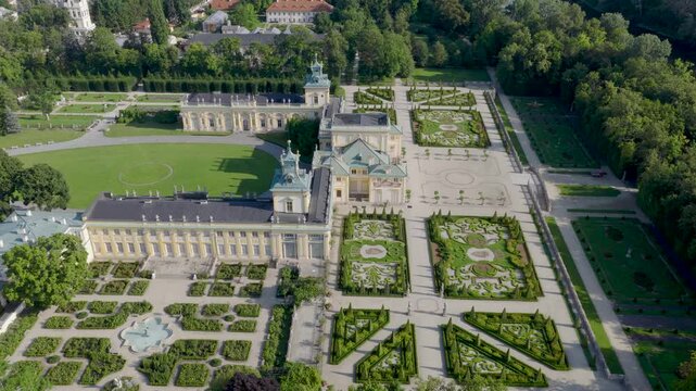 Wilanow Royal Palace of king Jan III Sobieski with surrounding garden within Wilanow historic district of Warsaw in Poland