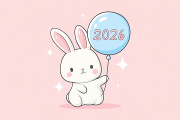 Obraz premium Cute balloon numbers Happy New year 2026 bright soft aesthetic