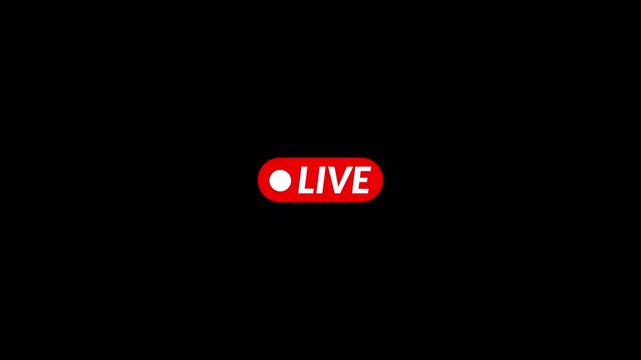 live button Animation on transparent background, Simple live streaming icon animation, live streaming and broadcast icon with alpha channel in 4k.