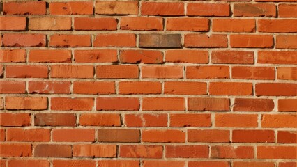 Fototapeta premium Close-up view of a red brick wall with uniform pattern and mortar lines