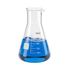 Erlenmeyer Flask with Blue Liquid: Chemistry Lab Experiment