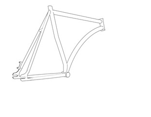 Fototapeta premium Bicycle Frame Schematic Diagram - Industrial Design and Prototype Model. Geometric Wireframe Outline Illustration for Vehicle Chassis Engineering, Manufacturing Process, and Future Design Concepts.