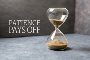 Elegant hourglass with sand symbolizing the importance of patience in achieving success in a modern lifestyle and business context