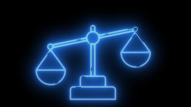 one-sided weighing scale icon with neon glowing effect