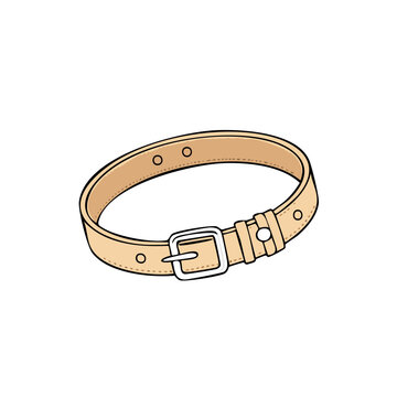 tan belt with silver buckle clip art preview