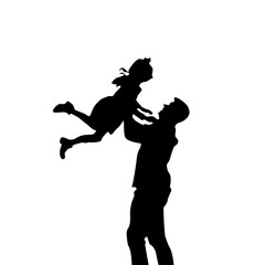 Father, Mother, and Children Silhouette Vector