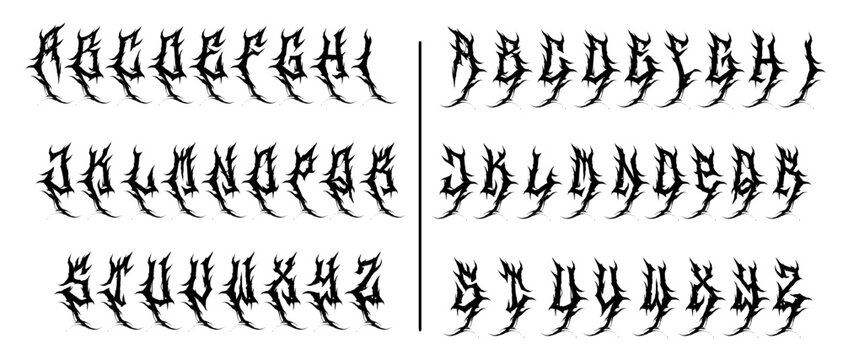 Death Metal Font Full Alphabet - Sharp Thorn Letters