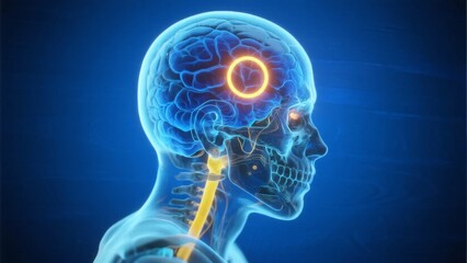 Fototapeta premium Human brain and nervous system illustration with highlighted cerebral activity