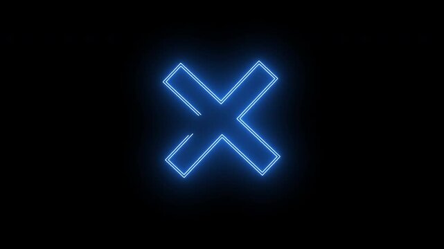 x icon with neon glowing effect