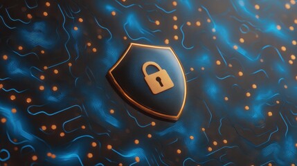 Secure Digital Background with Lock Icon and Abstract Technology Design for Cybersecurity Themes