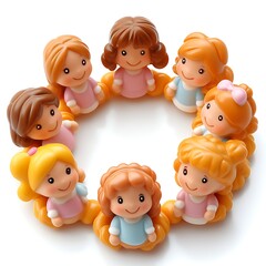Circle of cheerful little girls