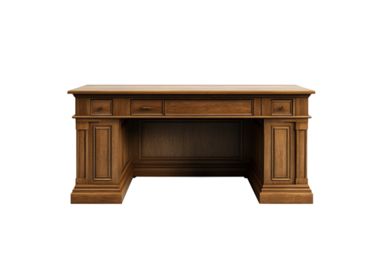 Wooden architect desk isolated on transparent background
