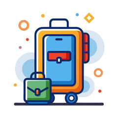 Colorful travel luggage and backpack illustration
