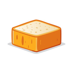 Isometric Sponge Cake Slice Illustration Featuring Honeycomb Texture and Shadows