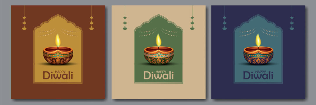 Happy Diwali festival of lights colorful poster template design with decorative diya lamp. vector illustration. Indian festival of lights Happy Diwali, holiday Background, Diwali celebration.
