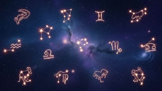 Zodiac Constellations on Cosmic Background