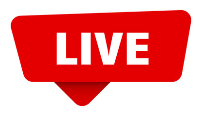 live red sticker isolated on transpatent background. live sign