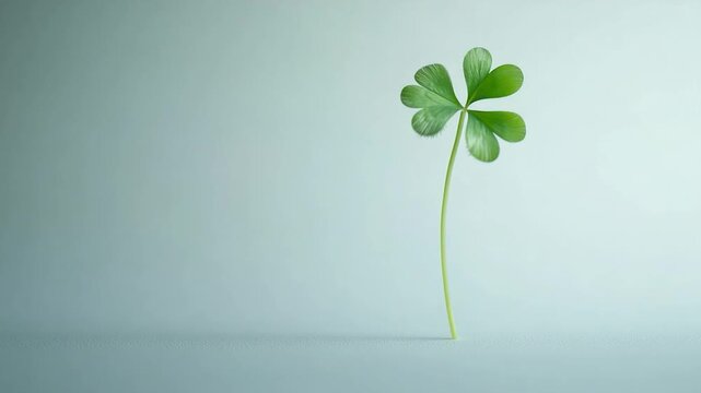 A rare and lucky four-leaf clover sits on a table, perfect for decoration or as a symbol of good fortune