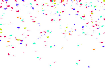 Colorful confetti falling against transparency background creates festive and celebratory atmosphere. vibrant colors include red, blue, green, yellow, and pink, adding lively touch to scene