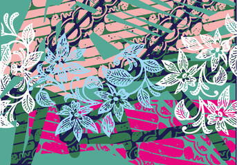 Indonesian batik motifs with very distinctive plant patterns