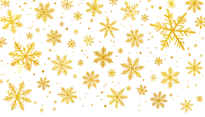 Golden snowflakes pattern on black background