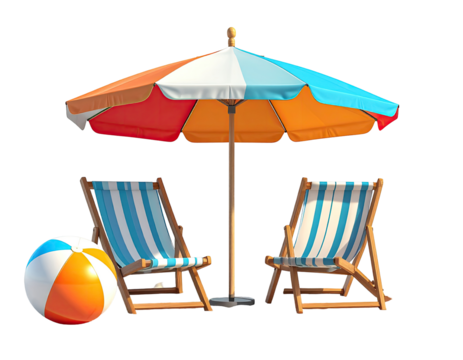 Beach chairs and umbrella (1) - Powered by Adobe
