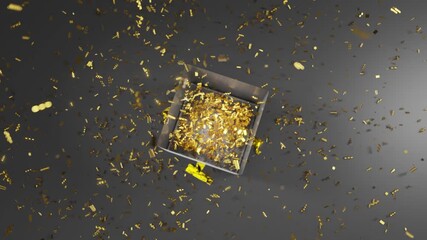 gift box with golden confetti - Powered by Adobe