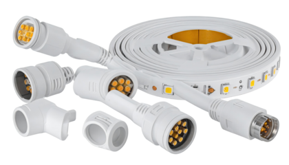 Rolled LED strip lights with connectors