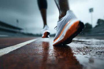 Minimalist Close-Up of Runner’s Shoes in Motion with Dynamic Blur