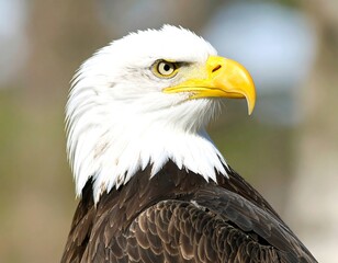 Close-up of an eagle's head and neck