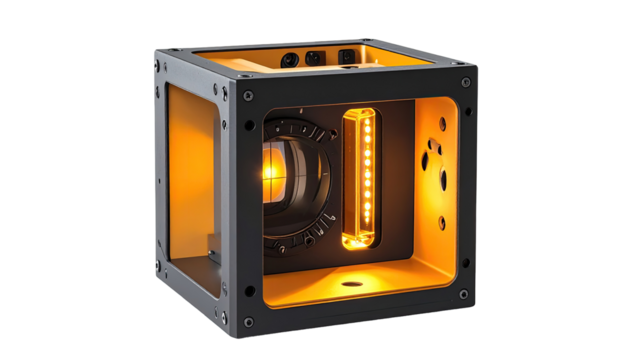 Cubical device with glowing interior