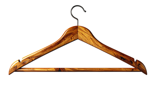 Wooden hanger on black background