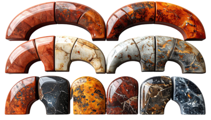 Collection of  polished stone arches